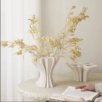 Sodobna Preprost Abstraktna umetnost Bele Keramične Vaze Ureditev Neurejenih Cvetlični Okraski