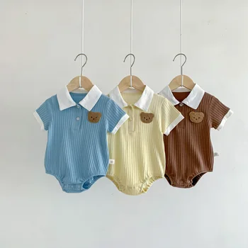 2023 Poletje Novega Otroka Kratek Rokav Lapal Obleka za Malčke Bombaž Belušno Oblačila Newborn Baby Srčkan Nosi Jumpsuit 0-24M