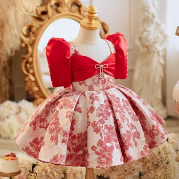 High-end Baby španski Lolita Princess Žogo Metulj Obleke Cvet Design, Rojstni dan, Krst Stranka Velikonočni Eid Obleke za Dekleta