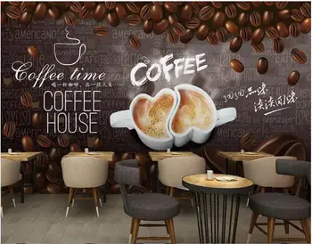 po meri zidana 3d ozadje na steni Ročno sestavljen kavna zrna dišeče cafe doma dekor 3d fotografije za ozadje v dnevni sobi