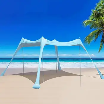 Plaža Šotor Soncu Zavetje Krošnjami Sonce Odtenek UV Zaščito Stabilno UPF50+ Sun Odtenek, 4 Poljaki Za Poletni Plaži Jezero Dvorišču