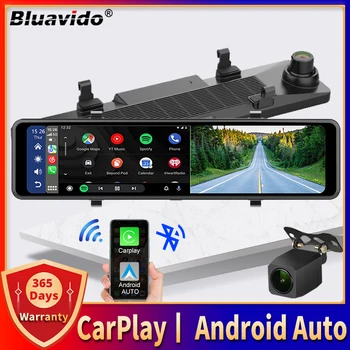 2K Dvojno Objektiv Avto Ogledalo Carplay & Android Samodejno Brezžično Miracast Dash Cam 1080P Video Snemalnik WiFi Povezave GPS Navigacija