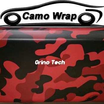 Črno Rdeča Camo Vinil Film motorno kolo, Tovornjak Vozila za Celotno Telo, Zavijanje Car Wrap Film Air Bubble Free ORINO Zavijanje