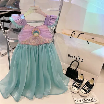 Baby Dekle, Princesa Sequins Obleko 2023 otroška Oblačila Stranka Rojstni dan Praznik Pustni Otroški Kostum Za Junior Dekleta 2 12Y