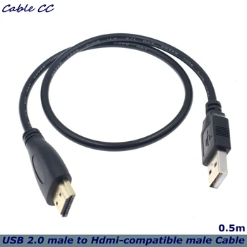50 cm HD Video Kabel HDMI-združljiv Moški-Ženski Konektor Z USB 2.0 Kabel Polnilnika Spliter Napajalnik, Podaljšek,