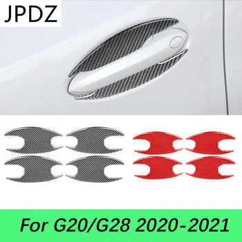 4PCS Ogljikovih Vlaken Avto Notranja Vrata Ročaj Kritje Trim Vrata Skledo Nalepke Za BMW G20 G28 2020-2021 Dodatki Avto-styling