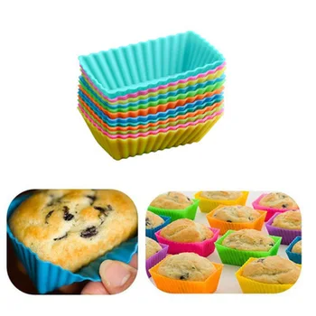 5 KOS Pravokotne Torto Plesni Jelly Plesni Cupcake Muffin Maker Pokal Bakeware Večkratno uporabo Orodja Kuhinja Silikonski Peko Ponev za Pecivo