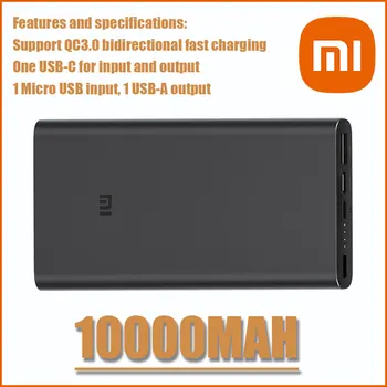 Original Xiaomi Moč Banka 3 10000mAh PLM12ZM USB Tip C QC3.0 18W Hitro Polnjenje Mi Powerbank 10000 Prenosni Polnilec Poverbank