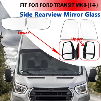 Rhyming 1Pair Strani Rearview Mirror Ogrevanje Stekla Zrcalni Objektiv Primerni Za Ford Transit MK8 2014 - 2020 Avto Oprema Zgornje / spodnje