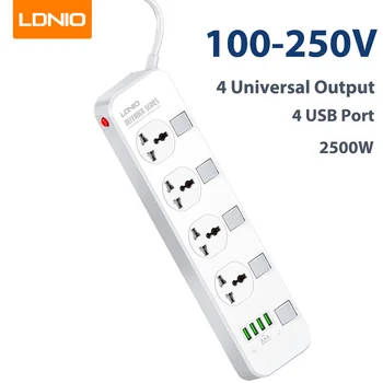 LDNIO Moč Trakovi Universal Plug Adapter EU/UK/US Standard Z Podaljšek Električno Vtičnico 4 AC+4 USB Vtičnico Moč Filtri