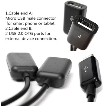 3 In1 Multi-funkcijo Dual Micro USB Host OTG Hub Kabel Moški-Ženska Dvojno Mikro USB 2.0 Host OTG Hub Kabel