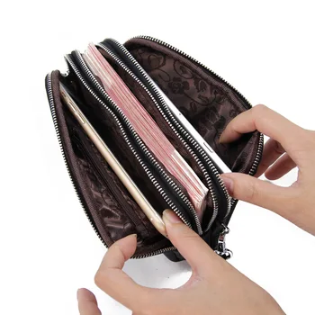 Prva plast iz cowhide 2020 nov tri-plast žensk sklopka dolgo denarnice multi-funkcijo liči zrnasto usnje mobilni telefon vrečko