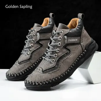 Zlati Sapling Moški Čevlji Priložnostne Čevlji Klasike Platformo, Obutev za Prosti čas Gleženj Boot Moških Udobno Usnje Ravno Čevlje za na Prostem