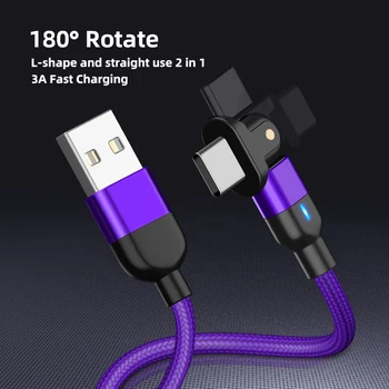 180° Vrtljivo Magnetno 3A USB Kabel, Hitro Polnjenje, Tip C Magnet Podatkov Mikro Mobilni Telefon Datacable