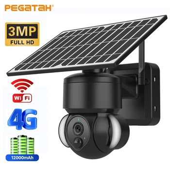 PEGATAH WIFI 4G Sončne Fotoaparat 4MP Prostem PIR Odkrivanje Nočnega Vida CCTV baterijsko Varnostni Nadzor, IP Kamere PTZ