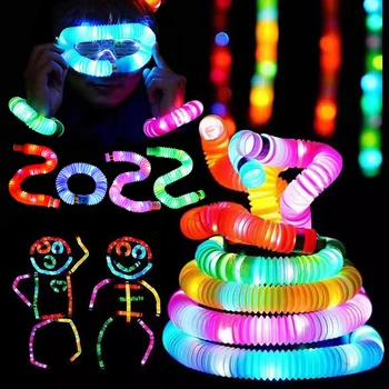 1pcs LED Svetlobna Flash Pop Cevi Senzorično Igrača Za Odrasle Stres Lajšanje Igrače Otrok Avtizem Anti Plastičnih Meh Otrok Stisnite Igrača
