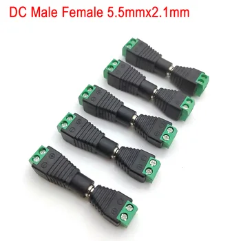 5Set brezplačna dostava 5.5*2.1 mm Ženski Moški DC Napajalni kabel Adapter Ženski Plug Jack Adapter Konektor Moški Vtič v Vtičnico zelena