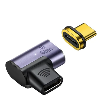 QX2B Tip-C Pretvornik 40Gbps Hiter Prenos Magnetni Adapter USB 4.0 PD100W 8K 60Hz Ac Priključek Kota 90° 
