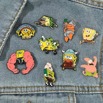 Anime Spongebob Squarepants Patrick Star Zatiči Zbirka Risanka Emajl Pin Smešno Pribor Srčkan Broške za Ženske Vrečko Značke
