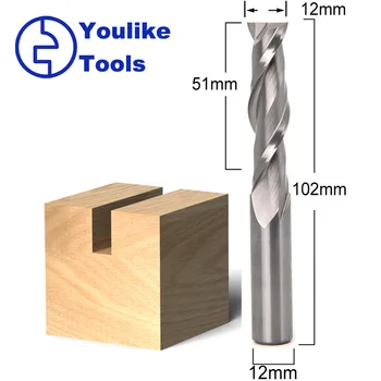 12 mm kolenom 2 Izpiranje Trdnih Karbida CNC Usmerjevalnik Malo Za lesnoobdelovalnih orodja koncu mlin Lesa rezkanje rezalnik karbida-konico noža
