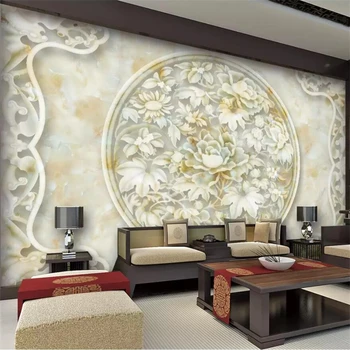 beibehang po Meri freske 3d ozadje marmorja bogato peony jade reliefni TV, kavč sprednji steni dnevne sobe ozadje