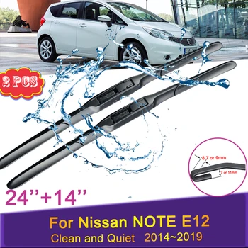 Avto Metlice Brisalcev za Nissan NOTE E12 2014 2015~2019 Prednje Vetrobransko steklo Tiho brez okvirjev Sneg Strganje Trajne Gume Dodatki