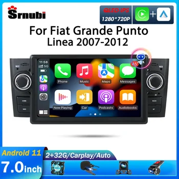 Srnubi 7 Inch Android 12 2+32GB Avto DVD Za Fiat Linea Grande Punto 2007 - 2012 Auto Carplay GPS Navigacija Multimedia Player