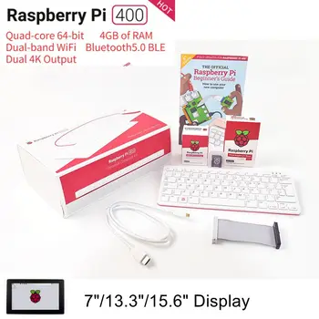 Uradni Raspberry Pi 400 Računalnik PC Komplet 4 GB RAM-a za izmenični Tok HD Kabel Zaslone, Vgrajen WiFi, Bluetooth Tipkovnico Odbor RPI 400