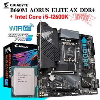LGA 1700 Gigabyte B660M AORUS ELITE AX DDR4 Motherboard CPU Combo Kit i5 12600K Nove Intel B660 Mainboard M-ATX WiFI 6E PCIe 4.0
