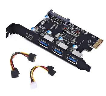 PCIE, Da Usb3.0 1 Tip C in 3 Vmesnik USB 3.0, 4 Vrata Kartico s 15 Pinski SATA Napajalni Kabli za Računalnik, Napajalnik, Širitev Kartico