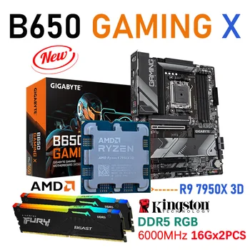 Novo B650 GAMING X Motherboard B650 DDR5 Vtičnico AM5 128GB Mainboard Z AMD R9 7950X 3D CPU Kingston 6000MHz 32GB RGB RAM Kit