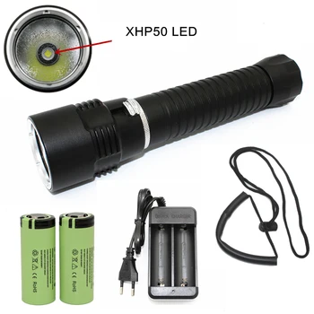 Vodotesno Svetilko 5*XM-L2 LED Podvodna Luč Lov Lučka Potapljaško Svetilko Kompleti + 26650 Baterije + Polnilec