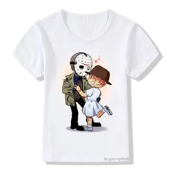Horror Film Morilec Otroci T-shirt Risanka Noro Park Zabavno Jason Otroke, Otroška Oblačila Dekle Majica s kratkimi rokavi za Fanta Poletje Vrhovi Priložnostne