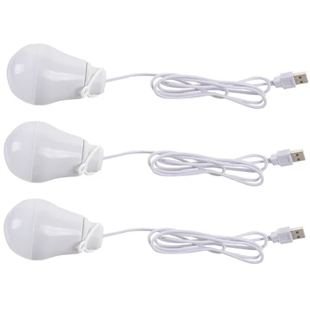 3X 5 5W LED Žarnico USB Lučka za Prenosni Belo Svetlobo Za Zunanji Prenosni računalnik (Bela)