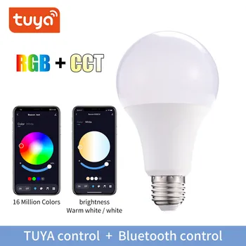 Tuya Bluetooth RGB Žarnica Smart Svetlobe Doma 15W E27 LED Žarnica Glasovni Nadzor Zatemnitev za Homekit Siri Alexa Google Pomočnik