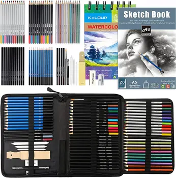 74 Risanje Risal Kit Set - Pro ustvarjalce s Skicirko & Akvarel na Papirju Vključujejo Akvarel,Grafit,Barve,Metall